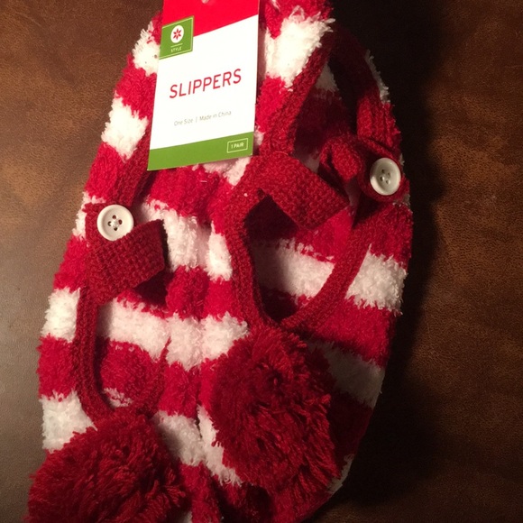 Shoes - Red and white striped slippers